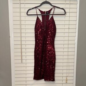 Windsor Dazzling Red Sequin Backless Dress